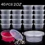 Klarsichtige Slimebehälter mit Deckeln – 40er Pack, wasserdichte Kunststoff-Schaumstoffbehälter für 2 oz Slime