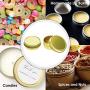 Mimi Pack 24 Pack Tins 8 oz Shallow Round Tins with Solid Screw Lids Empty Tin Containers Cosmetics Tins Party Favors Tins and Food Storage Containers (Gold)