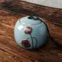 Boîte en céramique vintage pour thé faite à la main, glaçure, rangement thé, boîte à nourriture, conserve à thé avec couvercle étanche (Bleu clair) Boîte en céramique vintage pour thé faite à la main, glaçure, rangement thé, boîte à nourriture, conserve à thé avec couvercle étanche (Bleu clair)