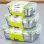 Food Storage Containers Set with Lids 3 Pack Meal Prep Containers Stainless Steel Kitchen Storage Box Airtight Leak Proof Easy Snap Lock Metal Container Set for Kitchen Use Food Storage Containers Set with Lids 3 Pack Meal Prep Containers Stainless Steel Kitchen Storage Box Airtight Leak Proof Easy Snap Lock Metal Container Set for Kitchen Use