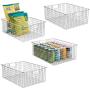 mDesign Farmhouse Decor Metal Wire Food Organizer Storage Bin Baskets with Handles for Kitchen Cabinets, Pantry, Bathroom, Laundry Room, Closets, Garage - 4 Pack - Chrome