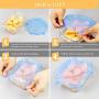 4 Reusable Silicone Food Storage Bags & 6 Silicone Stretch Lids Covers, Ziplock Airtight Seal Silicone Cooking Sous Vide Freezer Microwave Bags Bags for Lunch Snacks Sandwiches Fruits