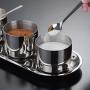 Stainless Steel Condiment Pots Set, 3 with Spoons And A Visual Glass Cover, Spice Preserving Jar Set with Holder, for Kitchen Storage,4jars