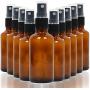 Youngever 10 Pack Empty Amber Glass Spray Bottles, 4 Ounce Refillable Container for Essential Oils, Cleaning Products, or Aromatherapy