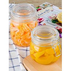 Yl Ly Round Buckle Bottle Sealed Cans Glass Storage Tank Kitchen Household Honey Lemon Jam Bottle Candy Milk Powder Can 1L