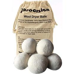 Wool Dryer Balls XL Made of 100% Premium, Organic Wool, Handmade, Non-Toxic, All Natural Eco-Friendly Reusable Fabric Softener, 6 Pack