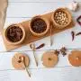 Bocal de Cuisine en Bois d'Arbre, Jeu de 3 Pots de Condiment en Bois de Chêne, Style Nordique, Récipient de Condiments avec Couvercle, Boîte de Rangement en Bois pour Cuisine Gadget (Couleur : Bois de Chêne)