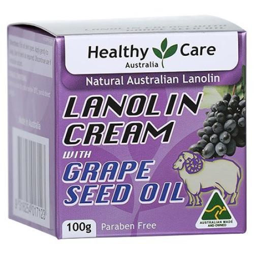 Healthy Care Lanolin Cream with Grape Seed Oil 100g (Made in Australia)