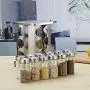 12-teiliges DUDDP Lager-Set Drehsalzstreuer Glas-Gewürzflaschen Edelstahl Küchenzubehör Gewürzboxen<start_of_image>