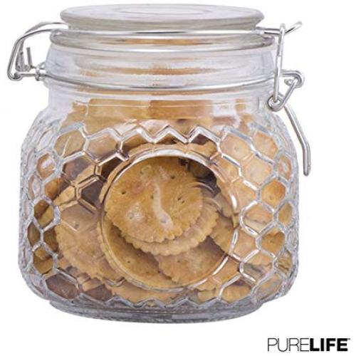 Cookie Jar - Glass Canister for the Kitchen by PureLife - Durable Airtight Lids & Resistant Storage Jar - Perfect for Keeping your Food Fresh & Organized in the Pantry - 1 Pc of 25oz