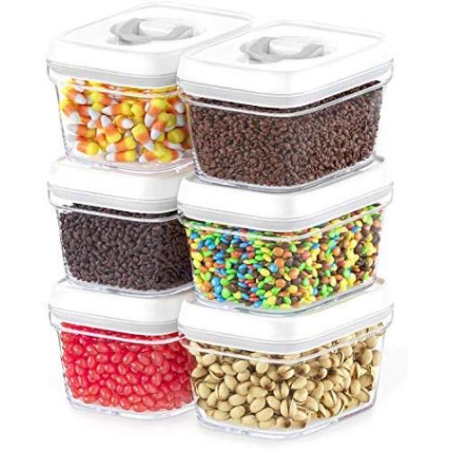 DW?LLZA KITCHEN Airtight Food Storage Containers with Lids ? 6 Pieces All Same Size - Pantry Container for Spices, Candy, Nuts, Coffee and Tea, Clear Plastic BPA-Free, Keeps Food Fresh & Dry