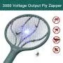 Aufladbarer Fliegenfänger Schläger Handheld mit Zeitschalter, LED-Licht, USB-Aufladung, für Moskitos, Fliegen, Indoor/Outdoor (Grün)