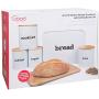 Bread Box (Extra Large) and 4 Piece Kitchen Canister Set w Bread Cutting Board- Deluxe Food Storage Containers with Air Tight Bamboo Lids
