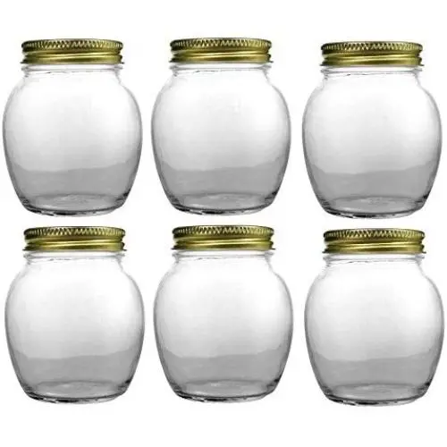 Nakpunar 6 pcs, 12 oz Globe Jars with Gold Lids Nakpunar 6 pcs, 12 oz Globe Jars with Gold Lids