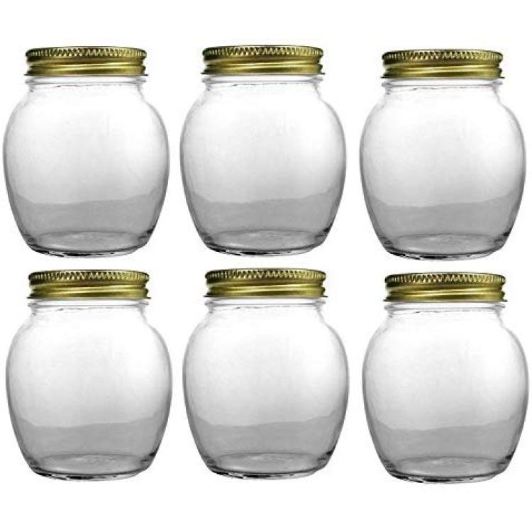 12 Oz Globe Glass Jar With Gold Metal Lid 6 Pcs Storage and Organization 