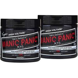 Manic Panic Raven Black Hair Dye – Classic High Voltage - (2PK) Semi Permanent Hair Color - Cool Black With Blue Undertones - For Dark, Light Hair - Vegan, PPD & Ammonia Free - For Coloring Hair