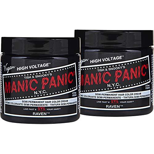 Manic Panic Raven Black Haarfarbe – Klassische High Voltage – (2er-Pack) Halbpermanente Haarfarbe – Kühle Schwarze mit Blauen Untertönen – Für Dunkles und Lichtes Haar – Vegan, PPD & Enthält kein Ammoniak
