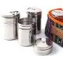 Studyset Seasoning Shaker Rub Container Tins Stainless Steel Rotating Spice Jars for Cooking Barbecue