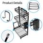 Spice Rack Organizer, 3 Tier Metal Kitchen Cabinet, Seasoning Hanging Shelf Rack for Pantry Herb Jar Bottle Cans Holder Shelf Storage, Bathroom Shelf-Space Saving Over, Black