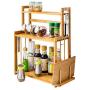 Fine 3-Tier Standing Spice Rack,Kitchen Countertop Storage Organizer, Spice Bottle Jars Rack Holder Bamboo Bathroom Countertop Holder Storage Organizer Shelf