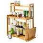 Mlide Kitchen Spice Rack Countertop Storage Organizer Shelf 3-Tier Standing Bamboo Wood Spice Holder Jar Bottle Display Shelves