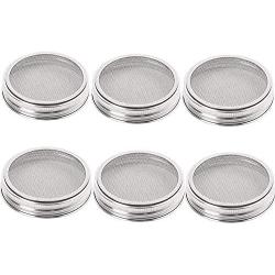 6 Pack Stainless Steel Sprouting Lids Curved Mesh Jar Sprouting Lid Kit For Wide Mouth Mason Jars Canning Jars For Ma
