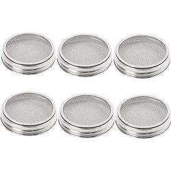 6 Pack Stainless Steel Sprouting Lids Curved Mesh Jar Sprouting Lid Kit For Wide Mouth Mason Jars Canning Jars For Ma