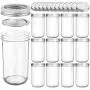 KAMOTA Weidenmund Gläser 22 oz mit Standardverschlüssen und Bändern, ideal für Marmelade, Honig, Hochzeitsschmuck, Babyparty-Schmuck, Babynahrung, DIY Magnet Gewürzgläser, 12er Pack, 12 Silber Pipettenhüllen enthalten