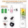 Mixeur Portable Taillans【2019 Nouveau】 avec Cuve Électrique Rechargeable USB, Multi-Fonctionnel pour Shakes et Smoothies, Acier Inoxydable 6 Pales (FDA BPA Free)