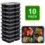 FLERISE Essensbehälter 10er Pack 3-Kammer-Boxen mit Deckeln, mikrowellengeeignet/spülmaschinenfest/eiswürfelgeeignet…
