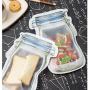 30Pcs Food Saver Storage Bag Mason Jar Pattern Reusable Airtight Portable Zipper Bags Snack Container Leakproof Retail Package Bag Frosted Pouches for Travel 10 Blue +10 Red+10 Yellow