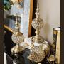 Sevenmore Living Room Decoration Metal Glass Fruit Tray Storage Jar Handicraft Crystal Candy Jar (A:1234CM)