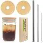 Mason Jar Lids with Straw, ECO Reusable Bamboo Lids, Wide Mouth Mason Jar Tumbler Lids, Mason Jar Tops with 2 Reusable Stainless Steel Straw - 2 Packs Mason Jar Lids with Straw, ECO Reusable Bamboo Lids, Wide Mouth Mason Jar Tumbler Lids, Mason Jar Tops with 2 Reusable Stainless Steel Straw - 2 Packs