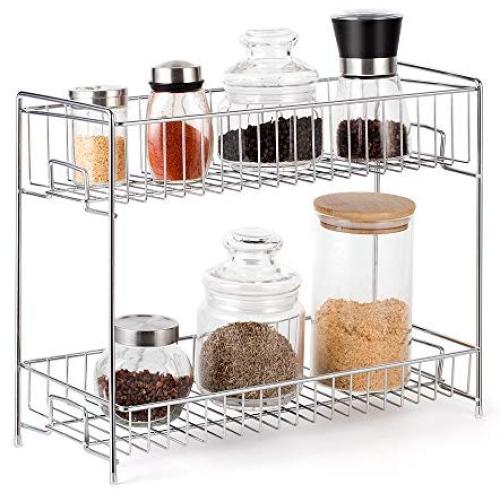 NEX 2-Tier Standing Rack Countertop Storage Organizer Spice Jars Bottle Shelf Holder Rack Kitchen Bathroom