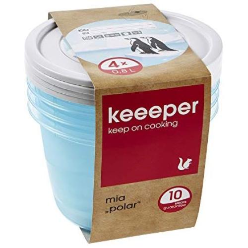 Keeper &quotMia Polar Round Freeze Food Box, Blue, 0.8 Litre, 4-Piece