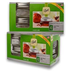 Ball (2 Packs) Wide Mouth Half Pin Mason Pint Jars-8oz-4 Per Box-Total 8, 8 oz Jars, GREEN