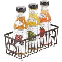 mDesign Metal Farmhouse Kitchen Pantry Food Storage Organizer Basket Bin - Wire Grid Design - for Cabinets, Cupboards, Shelves, Countertops, Closets, Bedroom, Bathroom, Small - Bronze