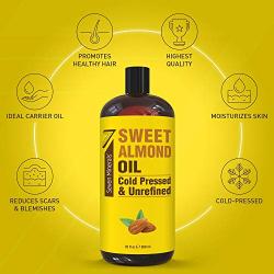 NEW Cold Pressed Sweet Almond Oil - Big 32 fl oz Bottle - Unrefined & 100% Natural - For Skin & Hair, with No Added Ingredients - Perfect Carrier Oil for Essential Oils