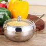 Stainless Steel Spice Jars Cans with Glass Lids for Herb Salt Pepper Spices Spice Tins Condiment Pot Storage Containers,500ml