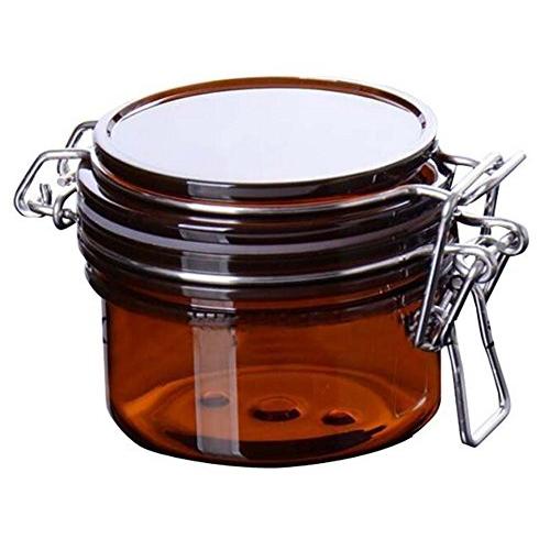 1PC 120ML4oz Brown PET Plastic Latch Lid Sealed Cosmetic Jar Bottles with Inner Cap Makeup Facial Body Mask Storage Hermetic Container Pot with Locking Cannister Style Lids For Storing Sample Creams