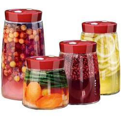 Tvoip Modern Fermenting Seal Storage Jar Transparent Glass Jars with Lid Kit/Honey Jam Fruit Cans Pickle Side Dish Tanks Tea Bottle Accessories (35OZ(1000ML))