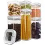 DuraHome FLiPLOCK Airtight Food Storage Containers 6 Piece Set - BPA Free Durable Clear Acrylic Container with Innovative Air Tight Handle Lid for Dry Goods Pantry Organization (Square)