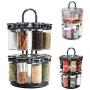 JE CHERCHE UNE IDEE KB5669 Carousel with Spices 2 Levels with 16 Pots Glass/Plastic Transparent/Black 19 x 19 x 31.5 cm