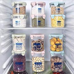 Tppyony Clear Plastic Canister Snack Tea Coffee Kitchen Storage Jar Bottle with Clip Top