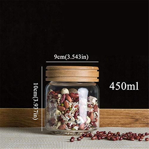 Glass Storage Jars Bottles Sets Sealed Cans With Wood Lid For Spices Tea Coffee Candy Bulk Airtight Container 450mlB163