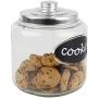 Home Basics Large Capacity Glass Cookie, Pasta, Sugar, Flour, Cereal, Jar with Secure Metal Lid and Decorative Jar Label