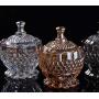 FUYU Royal Embossed Colorful Crystal Glass Candy Jar With Lid Jewelry Box