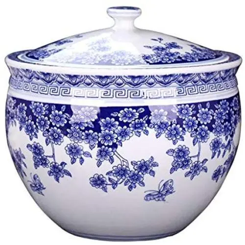Keramikbehälter Blau und Weiß Porzellan Teekanne Feuchtigkeitsdichter Teekonsumbehälter Dekoratives Zubehör (Farbe: Blau, Größe: 171725cm)