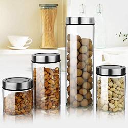 Glass Sealed Jars, Moisture-Proof Kitchen Food Containers, Stored Coffee Beans/Pasta/Cereal/Oatmeal