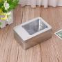 Milue Rectangular Tin Silver Storage Box Case Organizer with Half Clear Window Lid (04#)